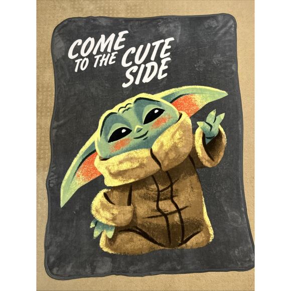 Star Wars The Mandalorian “Come To The Cute Side” Grogu Plush 46x60 In Throw - Picture 1 of 8